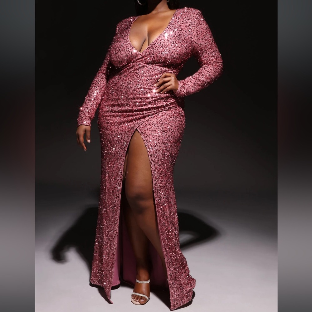 Bianca Sequin Maxi Dress - mauve